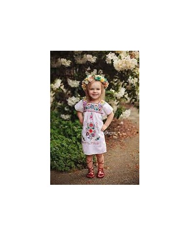 Girls Kids Embroidery Mexican Dress