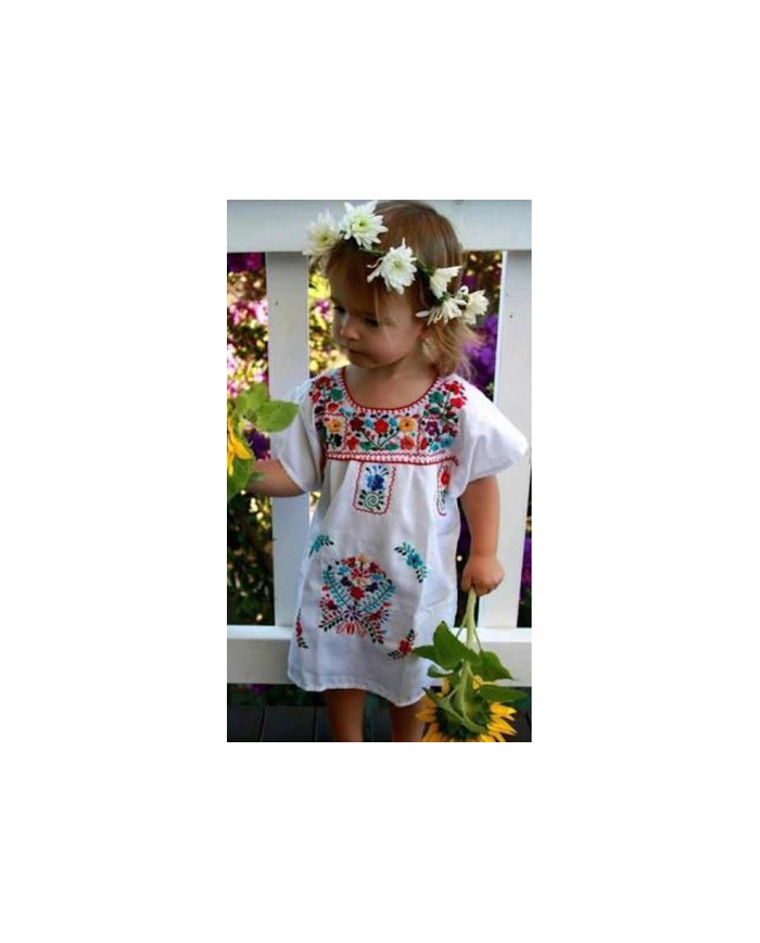 Girls Kids Embroidery Mexican Dress