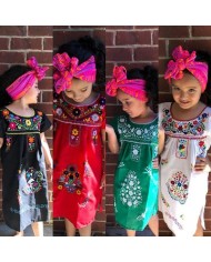 Girls Kids Embroidery Mexican Dress
